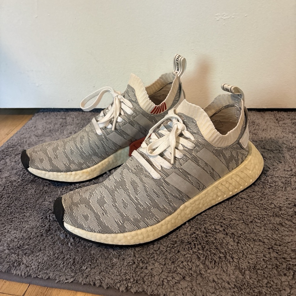 Adidas Men's Gray and White Sneakers